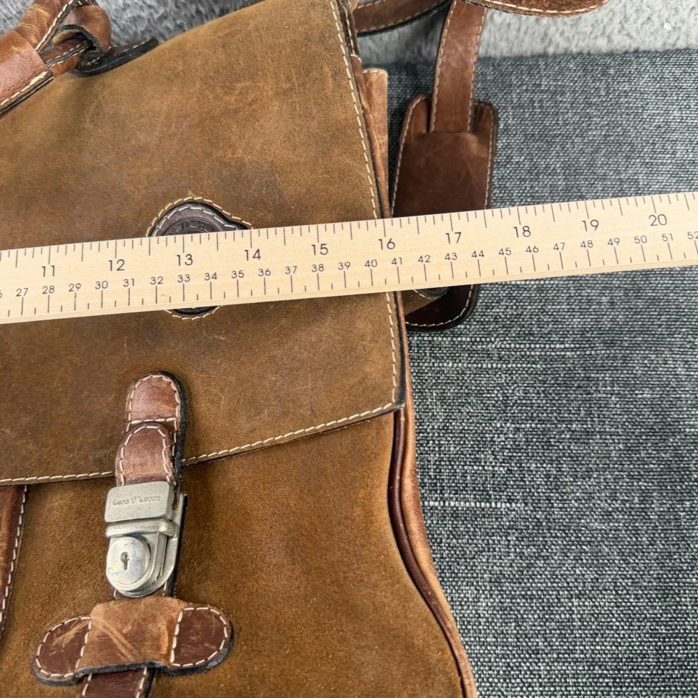 Geno D'Lucca Messenger Bag Mens Large Brown Suede Leather Vintage Satchel